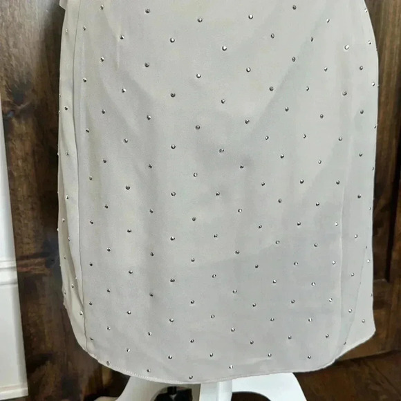 Express Chiffon One Shoulder Sleeveless Mini Dress Rhinestone Short Womens 6 - Picture 11 of 12